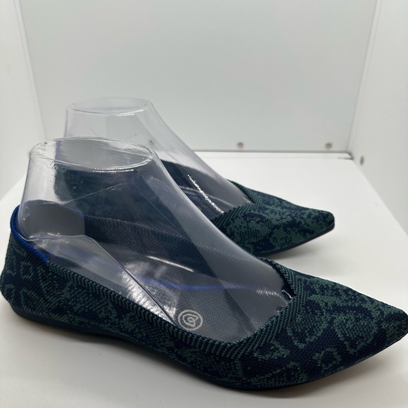 Rothy’s The Point~ Emerald Blue Snake Print Retired Shoes Size 7 - Picture 15 of 15